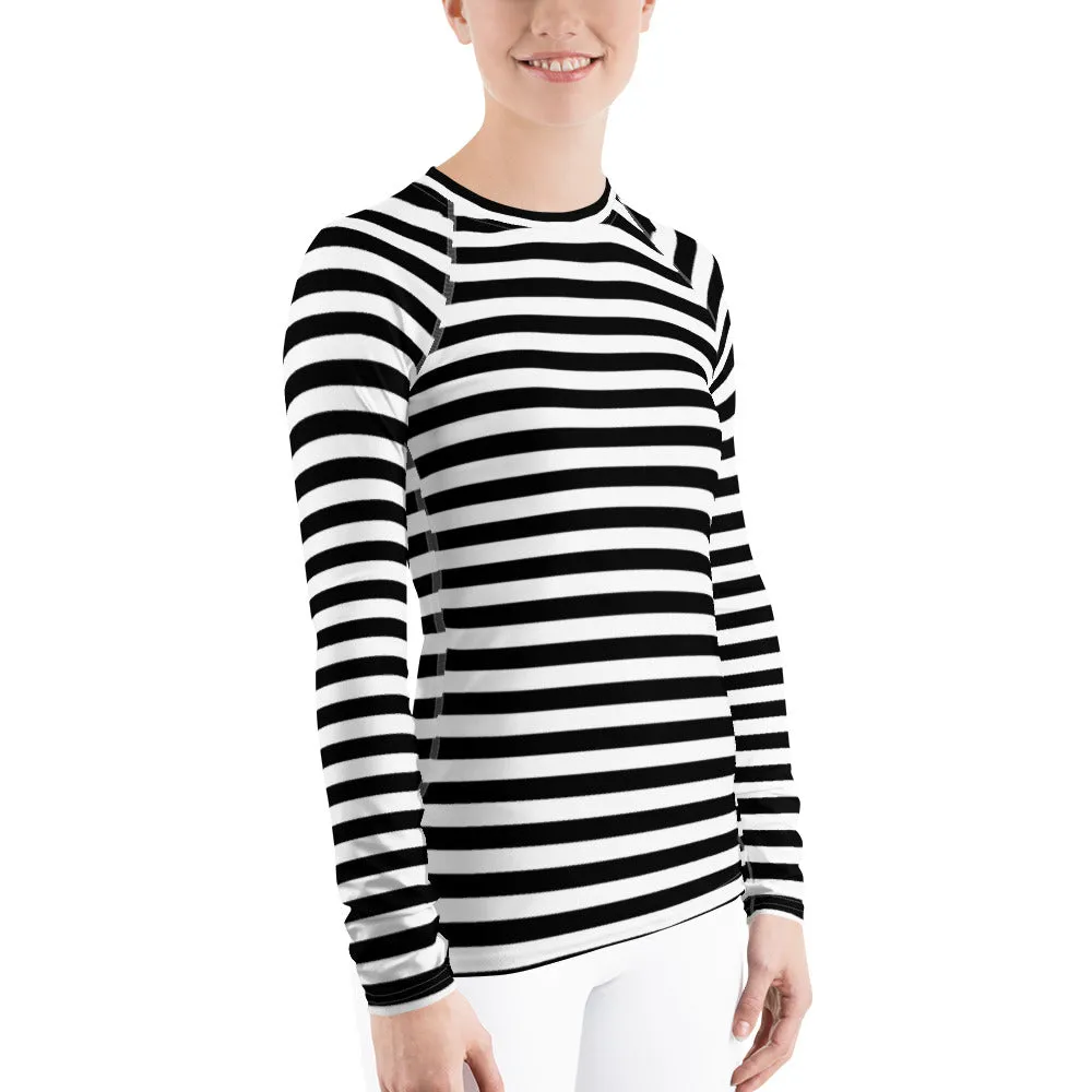 UPF 50 LONG SLEEVES RASH GUARD BLACK & WHITE