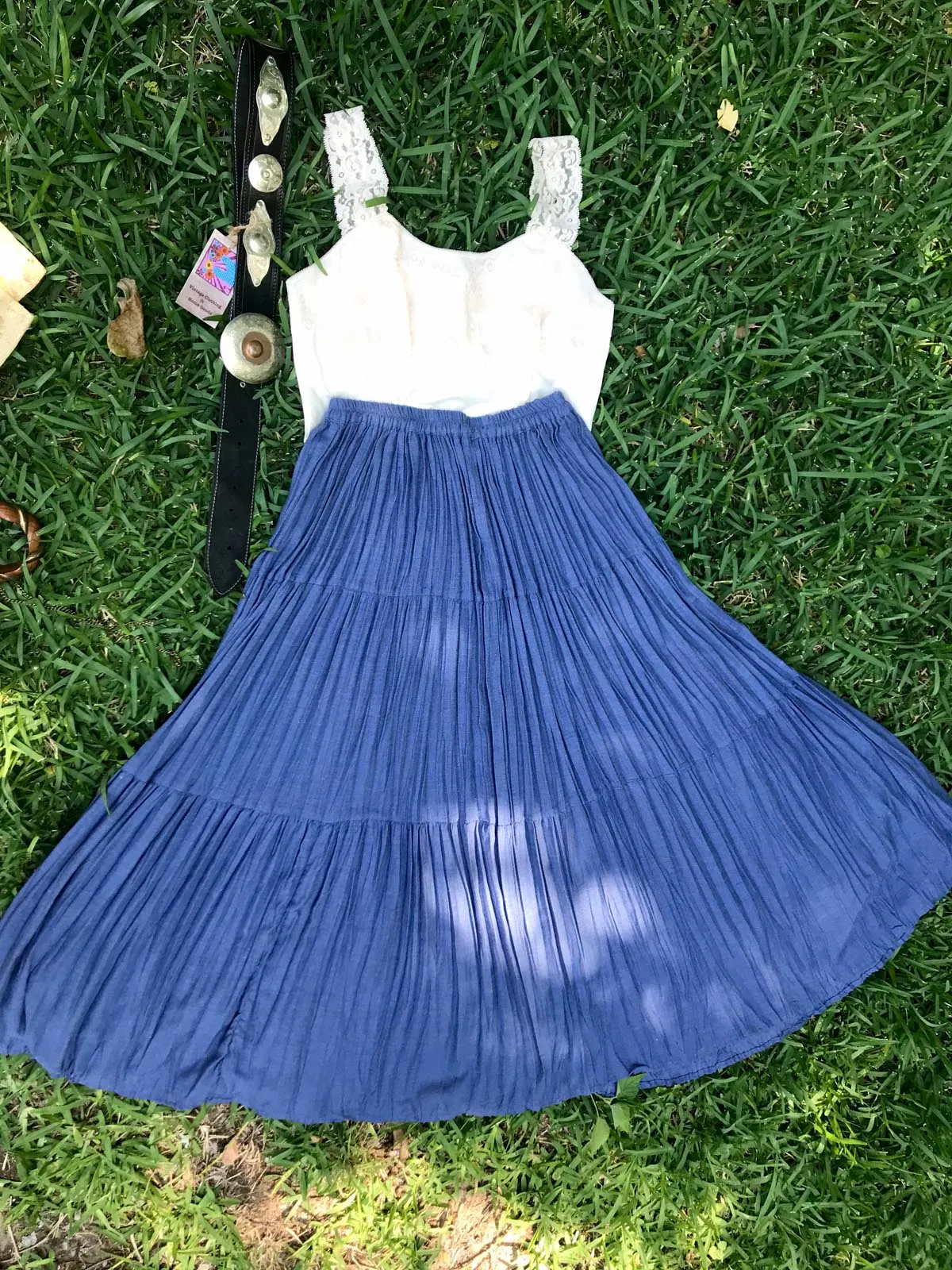 Vtg 70s | Bohemian Hippie Festival Gypsy Witchy Gauzy Prairie Skirt | Free Size