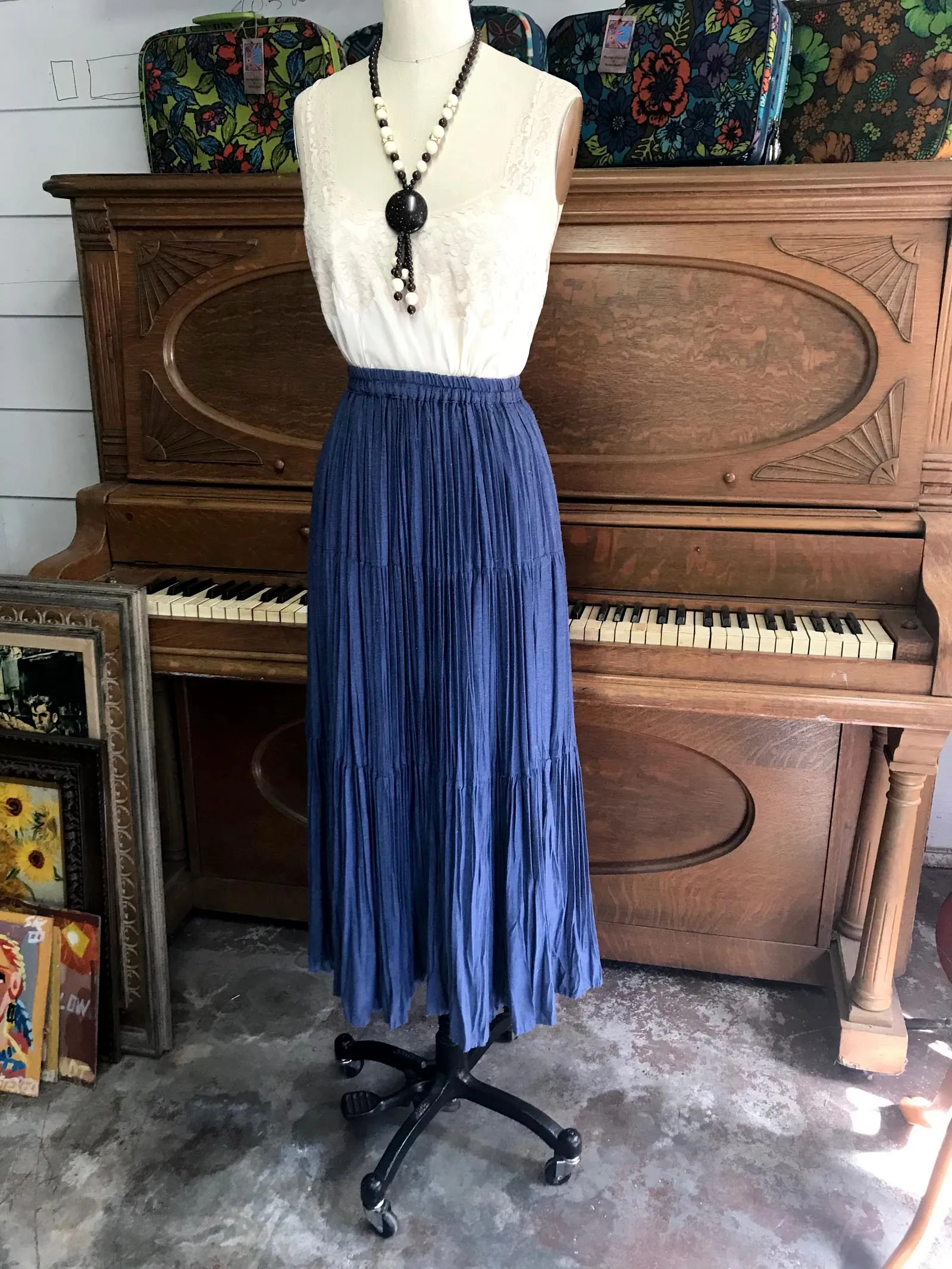 Vtg 70s | Bohemian Hippie Festival Gypsy Witchy Gauzy Prairie Skirt | Free Size