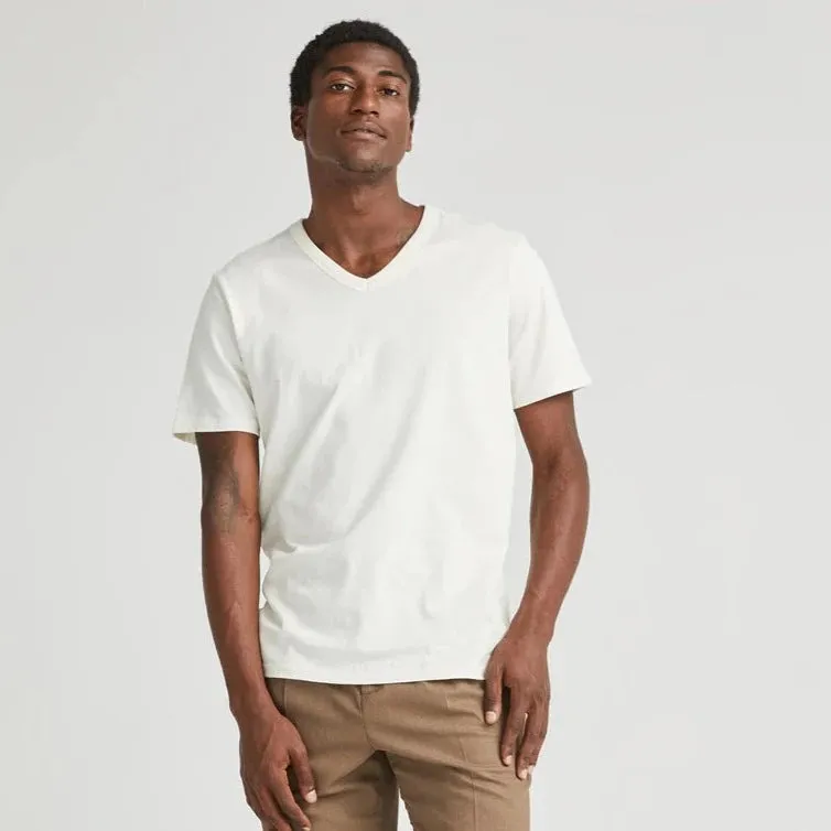 Weighted Organic Cotton V-Neck Tee (Bone)
