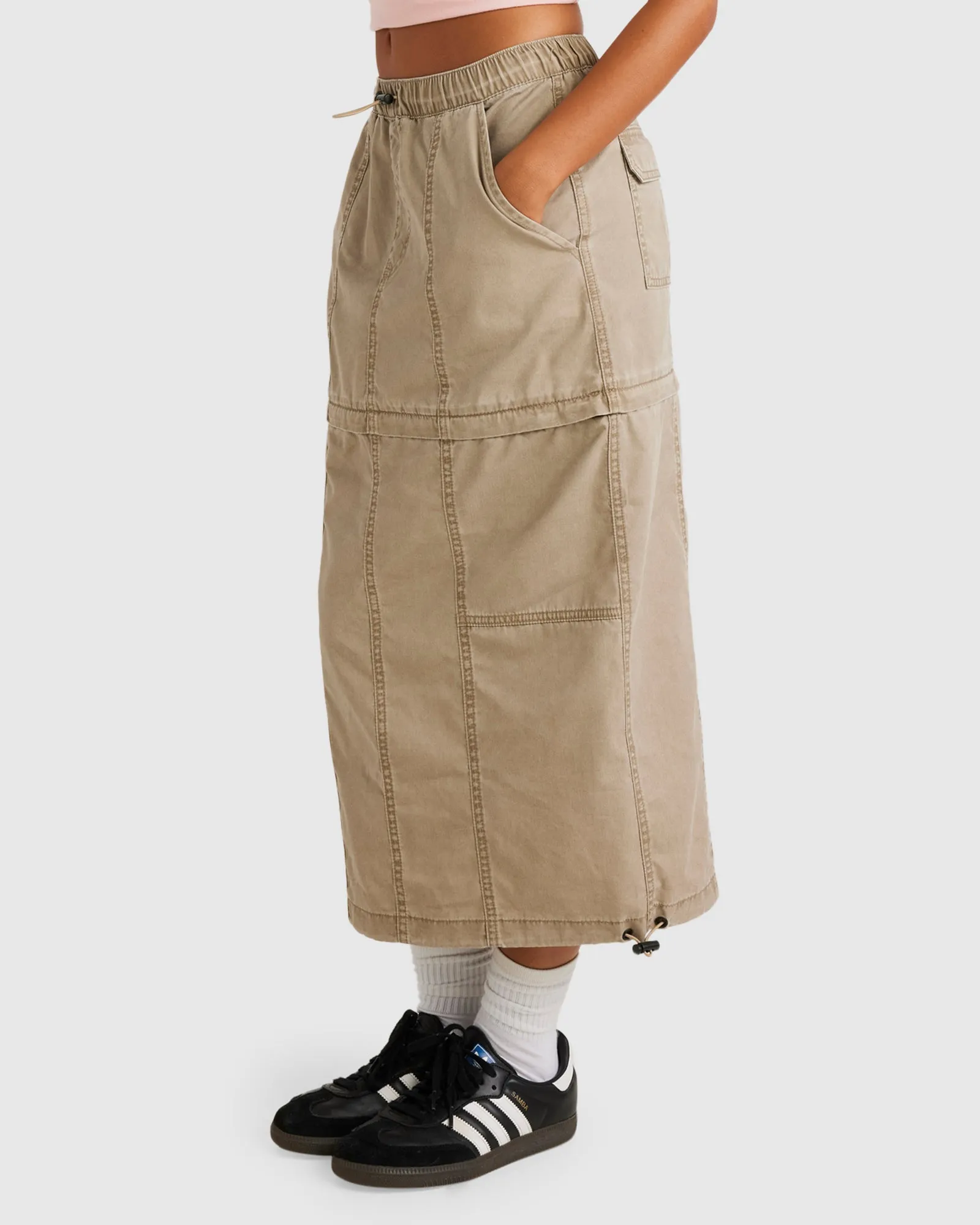 Womens Stowaway Zip Off Midi Skirt