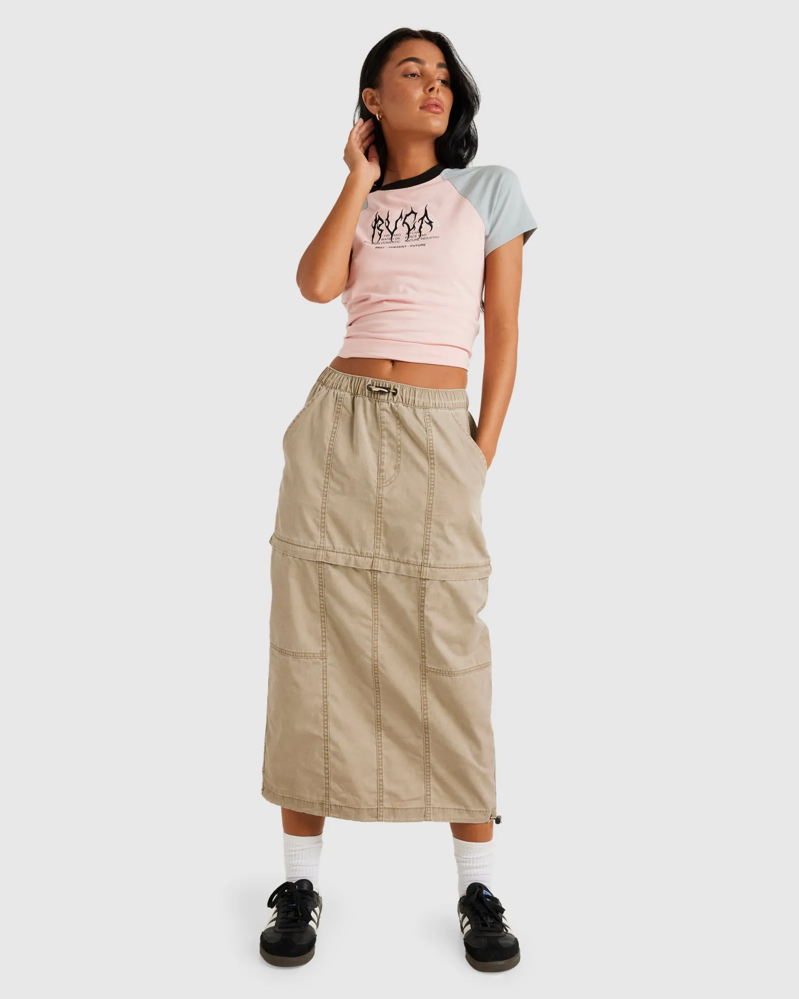 Womens Stowaway Zip Off Midi Skirt