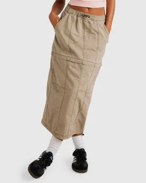 Womens Stowaway Zip Off Midi Skirt