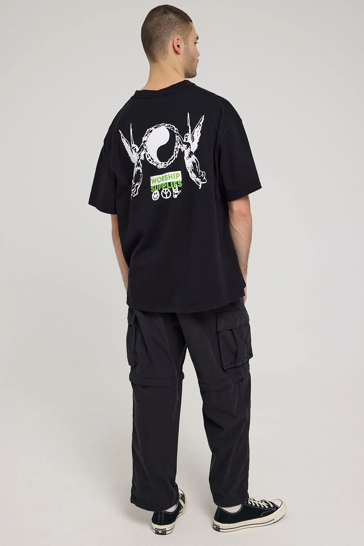 Worship Deliverance Zip Off Nylon Cargo Pant Washed Black