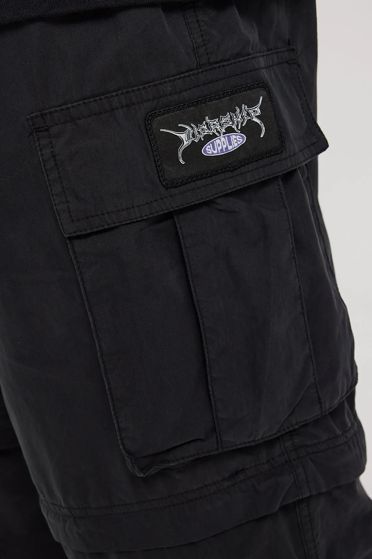 Worship Deliverance Zip Off Nylon Cargo Pant Washed Black