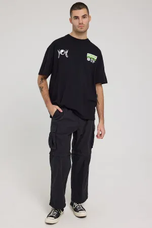 Worship Deliverance Zip Off Nylon Cargo Pant Washed Black