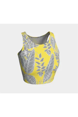 Yellow & Gray Floral Athletic Top