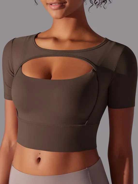 ZASUWA Female Sexy Mesh Hollow Out Breathable Short Sleeves